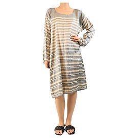 Autre Marque Washed grey long-sleeved striped tunic dress - size L Grey