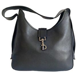 Gucci Jackie Borsa a Tracolla in Pelle Nera Nero