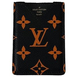 Louis Vuitton Monogram Card Holder Black Black Golden