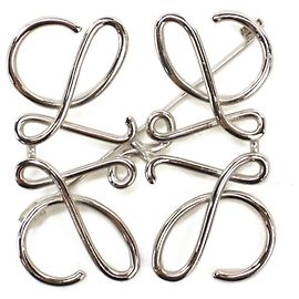 Loewe Silver Anagram Brooch Silvery