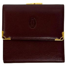 Cartier Must Line Leder-Tri-fold-Wallet Bordeaux