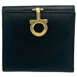 Salvatore Ferragamo Leather Bi-Fold Wallet Black