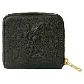 Yves Saint Laurent Leder-Bifold-Geldbörse in Grau Braun