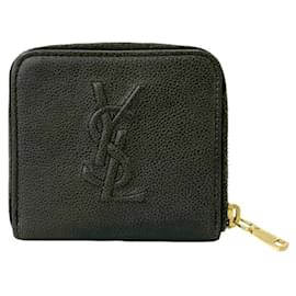 Yves Saint Laurent Gray Leather Bi-fold Wallet Brown