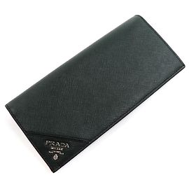 Carteira longa de couro Saffiano Prada verde esmeralda Outro