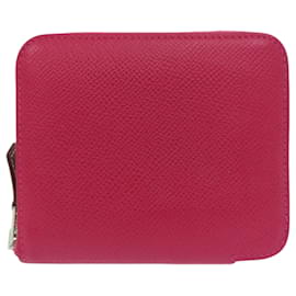 Carteira compacta de seda e Epsom rosa Hermès Rosa Outro