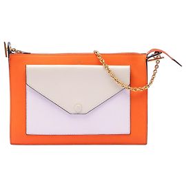 Céline Celine Orange Tricolor Leather Pocket Envelope Zip Crossbody Orange