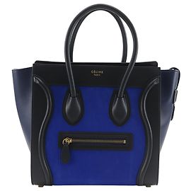 Céline Bolsa Tote Luggage em nubuck tricolor e couro de bezerro azul da Celine Azul
