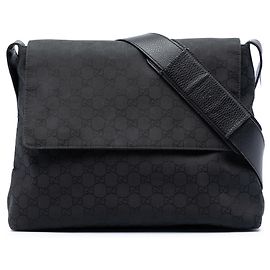 Borsa a tracolla Gucci in tela GG nera Nero
