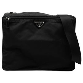 Bolsa Transversal Prada Black Tessuto Zip Top Preto