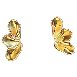 Autre Marque Gold Plated Sterling Silver Abstract Petal Stud Earrings Golden