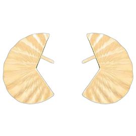 Autre Marque Gold Plated 925 Silver Fan-Shaped Stud Earrings Golden