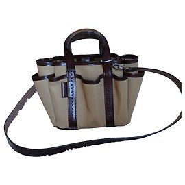 Bolsa Max Mara Giardiniera em lona e couro Marrom Bege