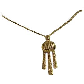 Autre Marque Collier en argent sterling plaqué or avec pendentif pompon Doré