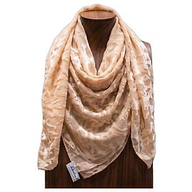 Cachecol Salvatore Ferragamo Seda e Viscose Padrão Floral Creme Bege Cru