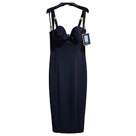 Elisabetta Franchi schwarzes Midikleid mit Schleife Schwarz