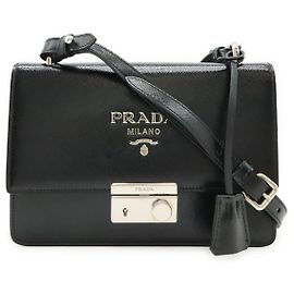 Prada Patent Leather 2WAY Shoulder Bag Black