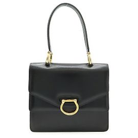 Céline Bolsa de mão Celine Gancini em couro com aba Preto