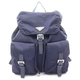 Prada Nylon Saffiano Leather Backpack Blue
