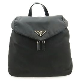 Prada Re-Nylon Leather Backpack Black