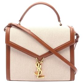 Saint Laurent Cassandra 2WAY Canvas Leather Handbag White