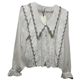 Autre Marque Object Cloud Dancer Spitzenbluse Weiß