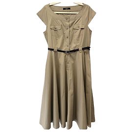 Weekend Max Mara beiges Baumwollkleid mit Gürtel Beige