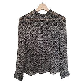 Sézane Bluse mit floralem Print Schwarz Mehrfarben