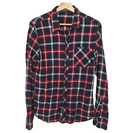 Autre Marque FIFTYFOUR DENIM Men's Checked Cotton Shirt - Blue/Red/White White Red Blue