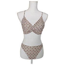 Maje Geometric Print Two-Piece Bikini Set Pink White Other