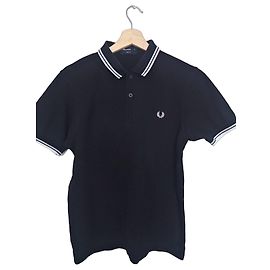 Polo Fred Perry Nero con Bordi Bianchi Nero