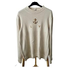 Louis Vuitton Pullover Lã e Seda Bege com Âncora Bege