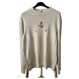 Louis Vuitton Pullover Wolle & Seide Beige mit Anker Beige