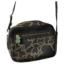 Autre Marque TOUS Kaos Mini - Borsa a tracolla in tela monogramma nero e beige Nero Beige
