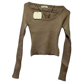 Autre Marque Monique Top de malha canelada bege Bege