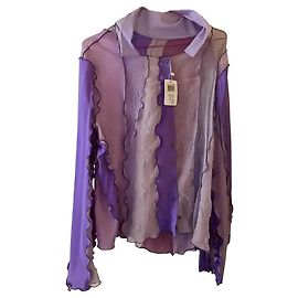 Autre Marque Sherris Patchwork-Bluse mit Rüschen Pink Beige Lila