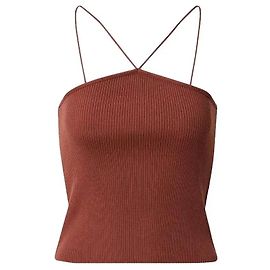 Autre Marque Braunes Rippstrick-Camisole-Top Braun