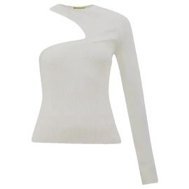 Autre Marque Gauge81 Evening One-Shoulder Ribbed Knit Top - Ivory White