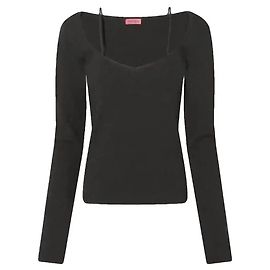 Autre Marque Gauge81 Black Ribbed Knit Top Black