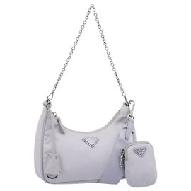 Borsa a tracolla PRADA Nylon Viola Argento Auth 184170V Argento Porpora