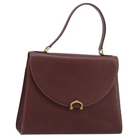 Sac à main CARTIER Must Line en cuir Bordeaux Or Auth BA13127 Doré Bordeaux