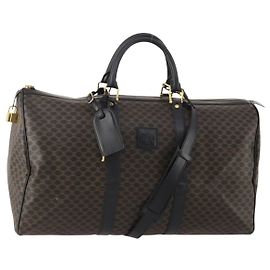 Céline Borsa Boston CELINE Macadam Canvas PVC Pelle 2way Nero Oro Auth 180526A Nero D'oro