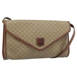 Céline Sac à bandoulière CELINE Macadam Canvas PVC Beige Or Auth 183675 Beige Doré