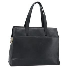 Borsa a mano LOEWE in pelle nera argento Auth ka4565A Nero Argento