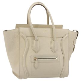 Céline CELINE Luggage Micro Tote Bag Leder Elfenbein Gold Auth 180856 Golden Roh