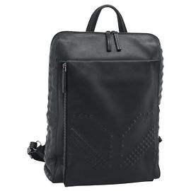 Mochila MCM de couro preto e prata Auth ka4605A Preto Prata