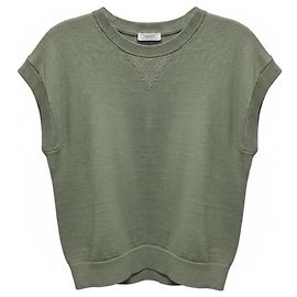 Pull à manches raglan en maille de lin et coton vert olive avec Monili Peserico Vert