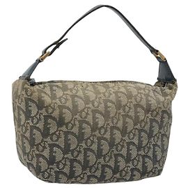 Sac à main Christian Dior Trotter Canvas Bleu Marine Or Auth 182127 Doré Bleu Marine