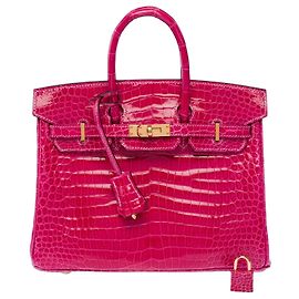 Hermès Bolsa HERMES Birkin 25 em Couros Exóticos Rosa - 103600 Rosa