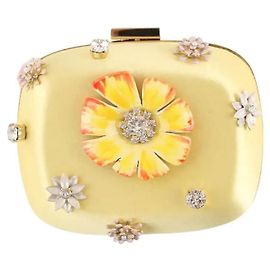 Roger Vivier Blossom boite de nuit mini bolsa amarela de tecido Amarelo